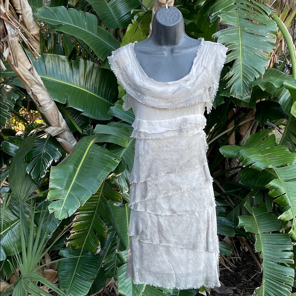 Italian made silk fringe ruffle dress